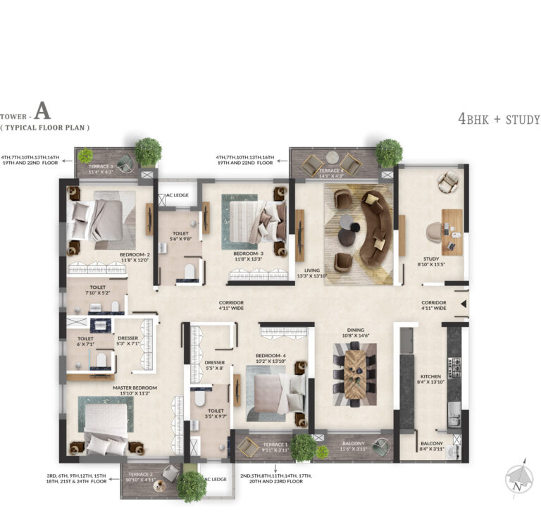 Tower-A-4BHK+study